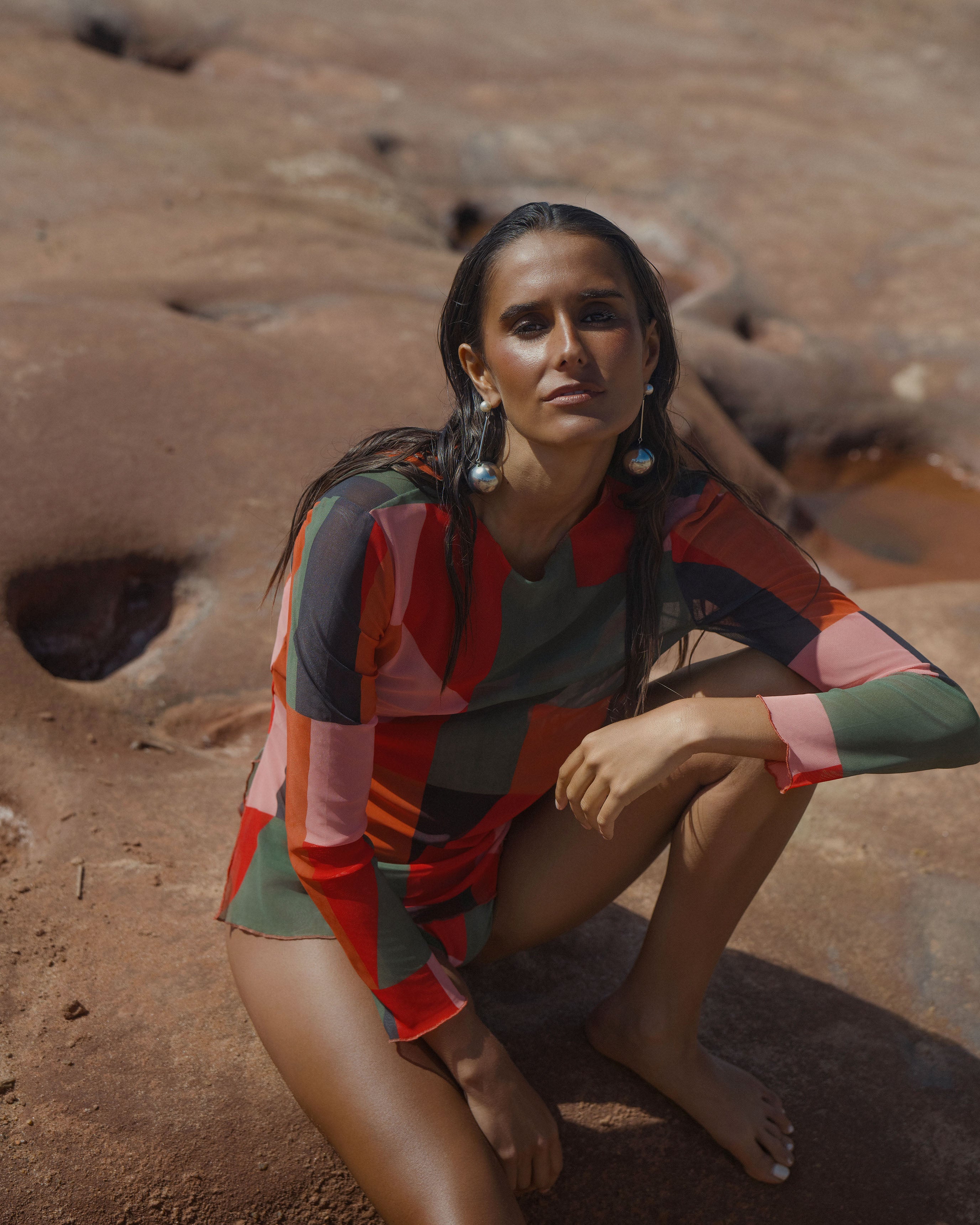 Racine Long-Sleeve Mesh Top