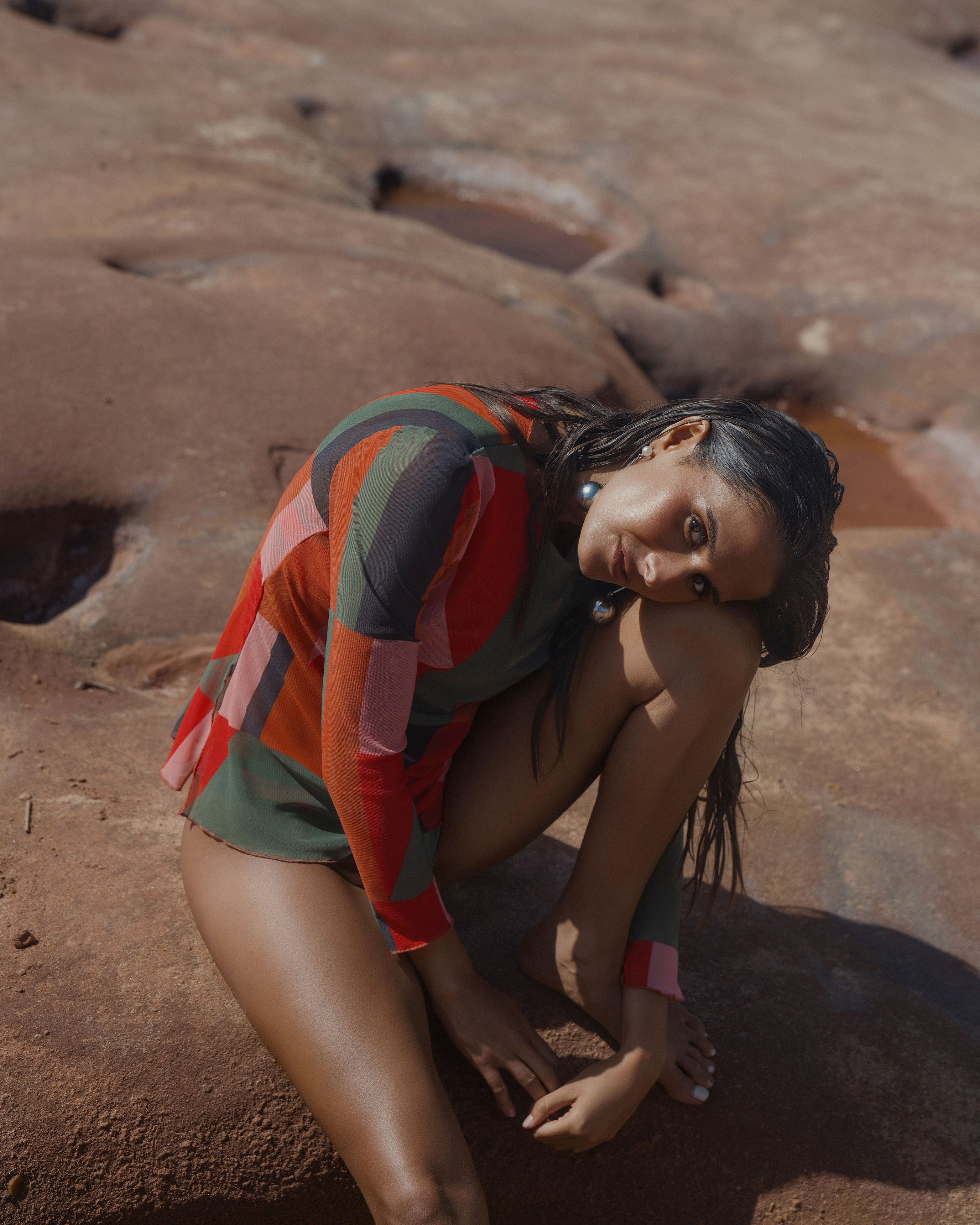 Racine Long-Sleeve Mesh Top