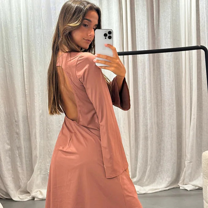short taupe dress