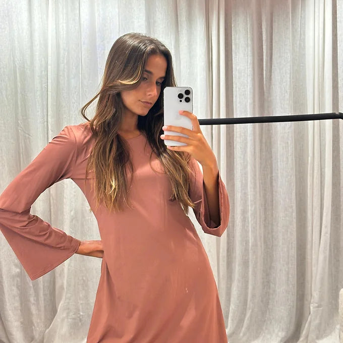 short taupe dress