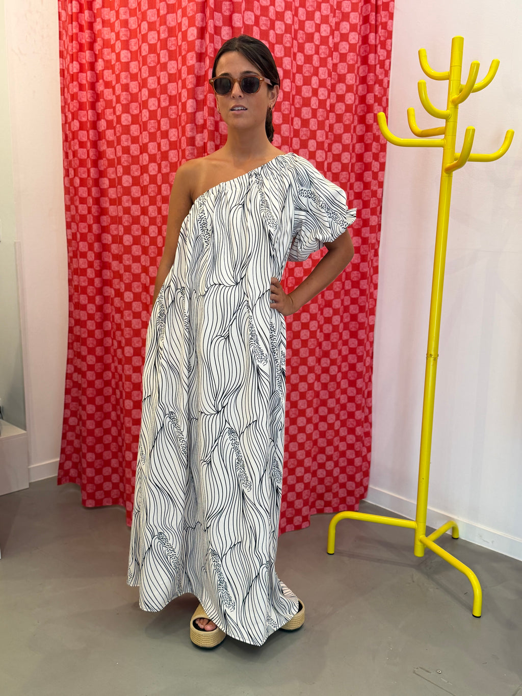 Vestido manga balão em lycra