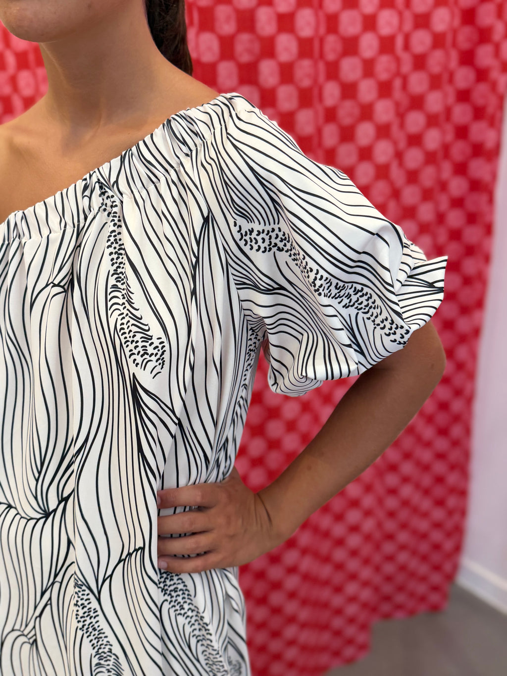 Vestido manga balão em lycra